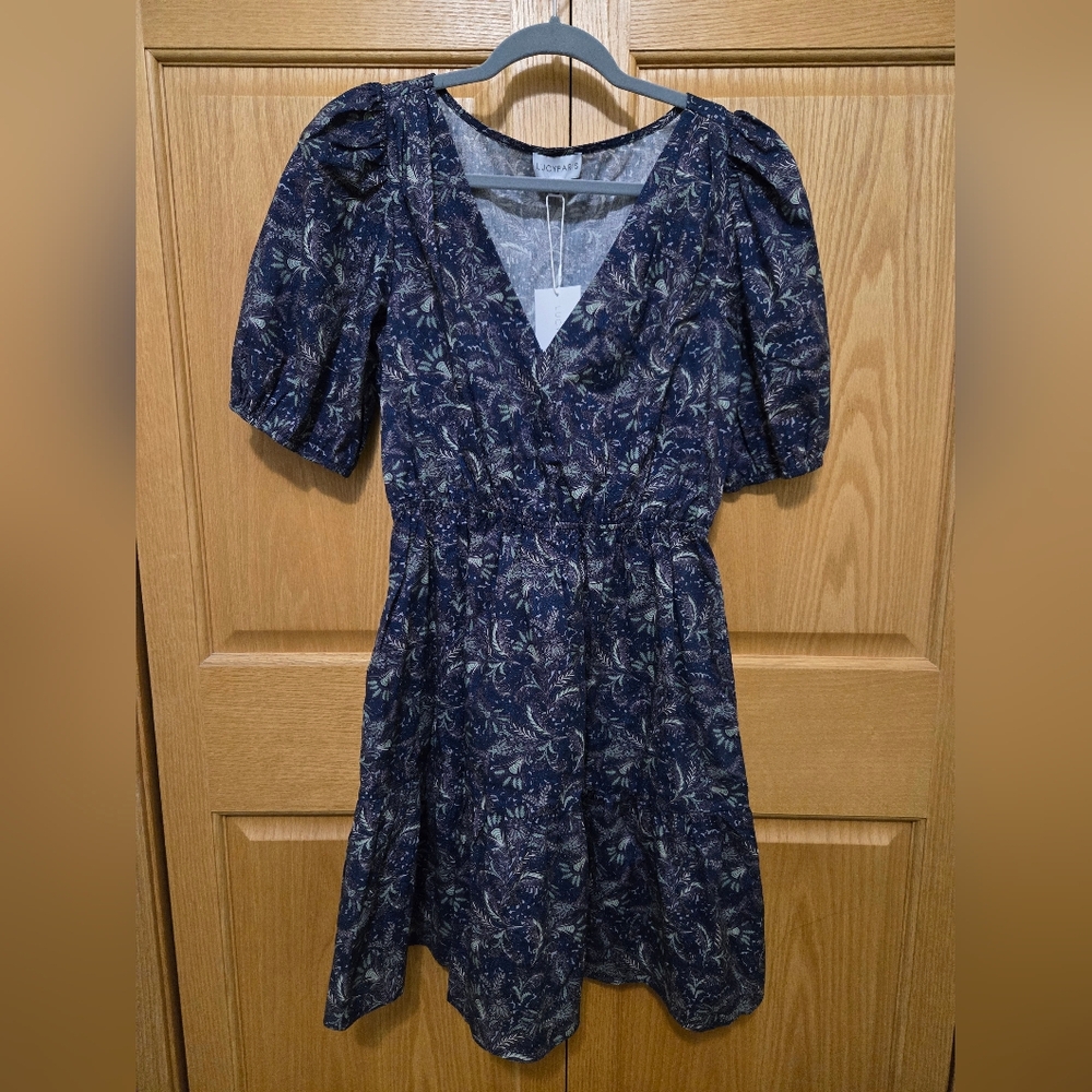 Lucy Paris Navy and Lavender Paisley Dress
